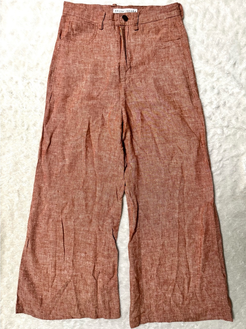 Selva Negra Rust Wide-Leg Linen Blend Pants
